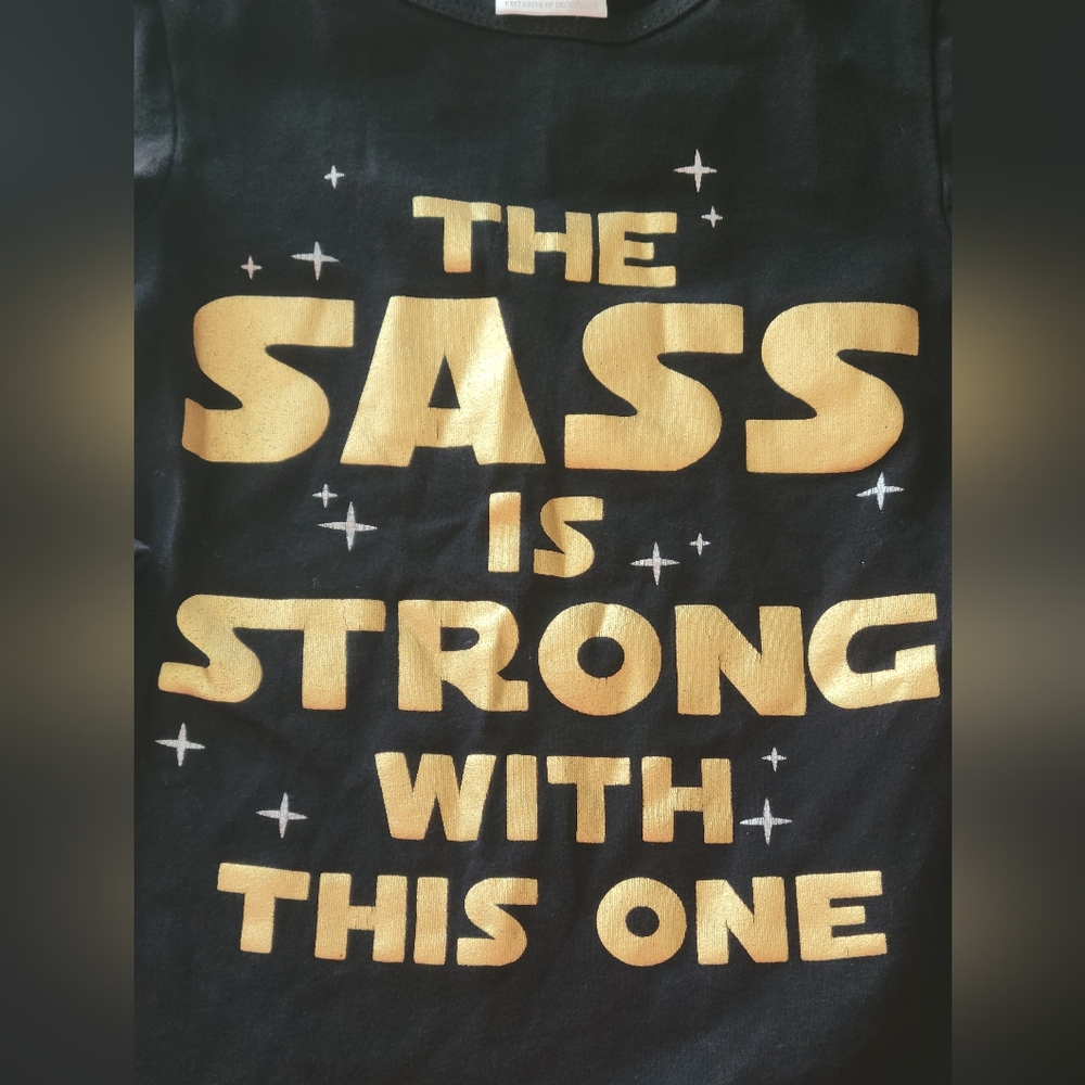 Toddler Girls Starwars Themed Long Sleeve Black And Gold Shirt Size XS 2-3 - Picture 3 of 6